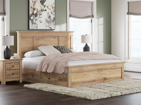 Makidern Tan King Panel Storage Bed from Ella Furniture