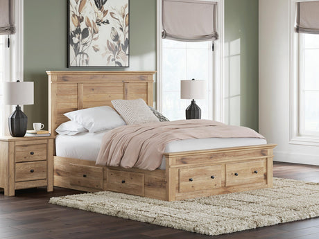 Makidern Tan Queen Panel Storage Bed view 2
