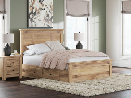 Makidern Tan Queen Panel Storage Bed view 2