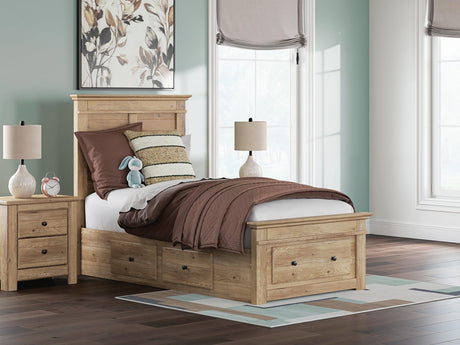 Makidern Tan Twin Panel Storage Bed view 2