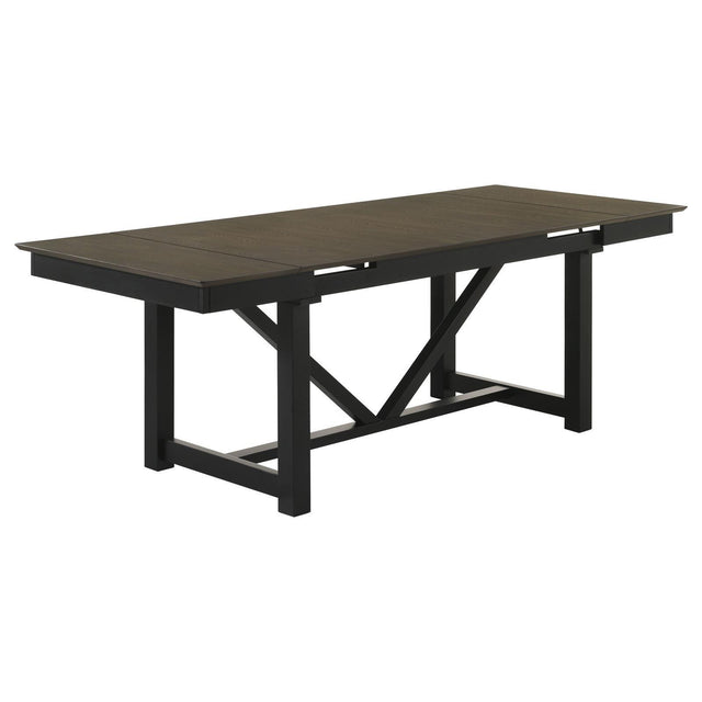 Malia Rectangular Dining Table With Refractory Extension Leaf Black 122341 - Ella Furniture
