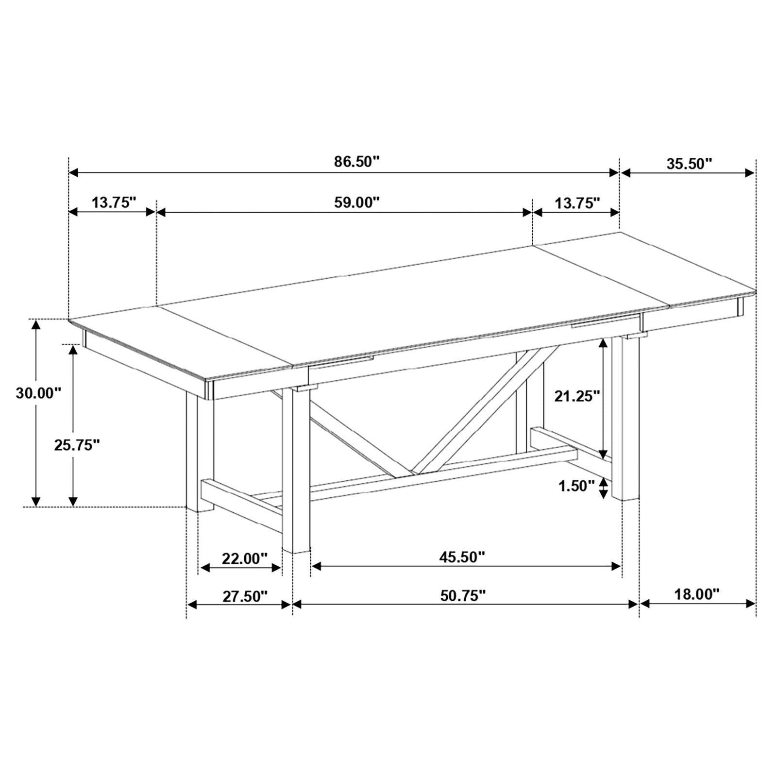 Malia Rectangular Dining Table With Refractory Extension Leaf Black 122341 - Ella Furniture