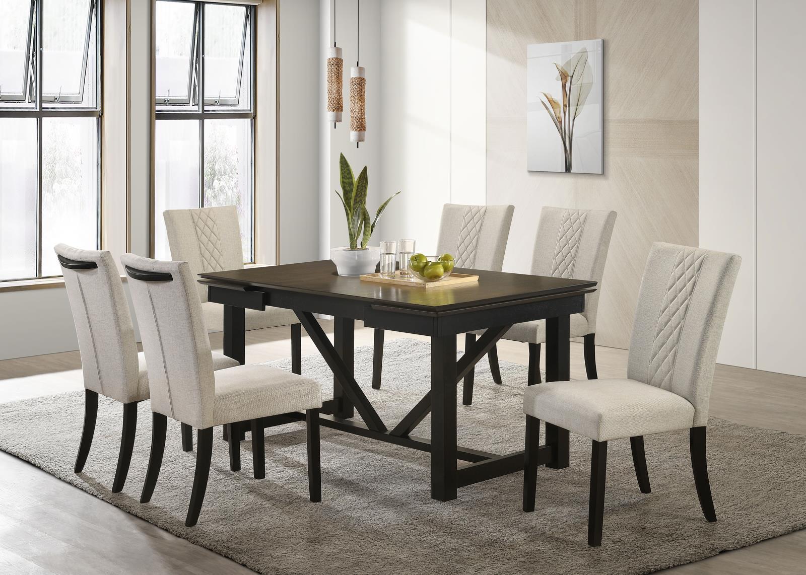 Malia Rectangular Dining Table With Refractory Extension Leaf Black 122341 - Ella Furniture