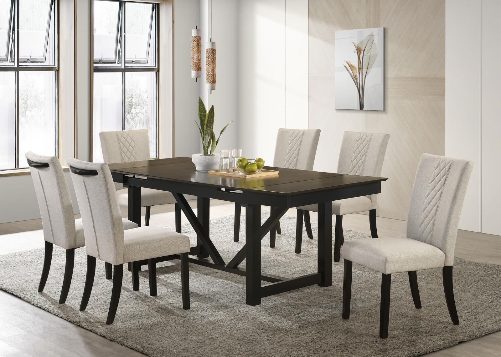 Malia Rectangular Dining Table With Refractory Extension Leaf Black 122341 - Ella Furniture