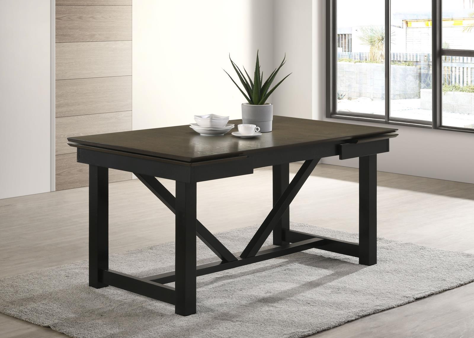 Malia Rectangular Dining Table With Refractory Extension Leaf Black 122341 - Ella Furniture