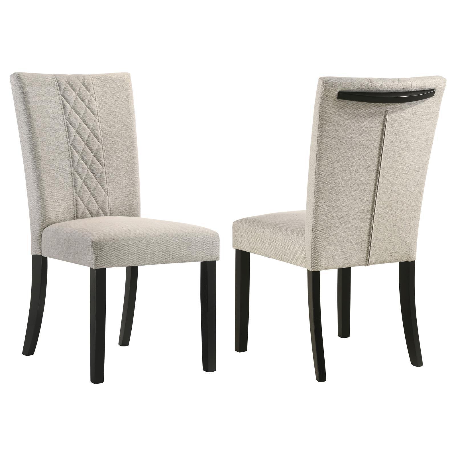 Malia Upholstered Solid Back Dining Side Chair Beige And Black (Set Of 2) 122342 - Ella Furniture