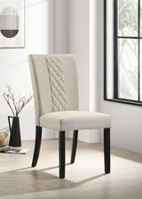 Malia Upholstered Solid Back Dining Side Chair Beige And Black (Set Of 2) 122342 - Ella Furniture