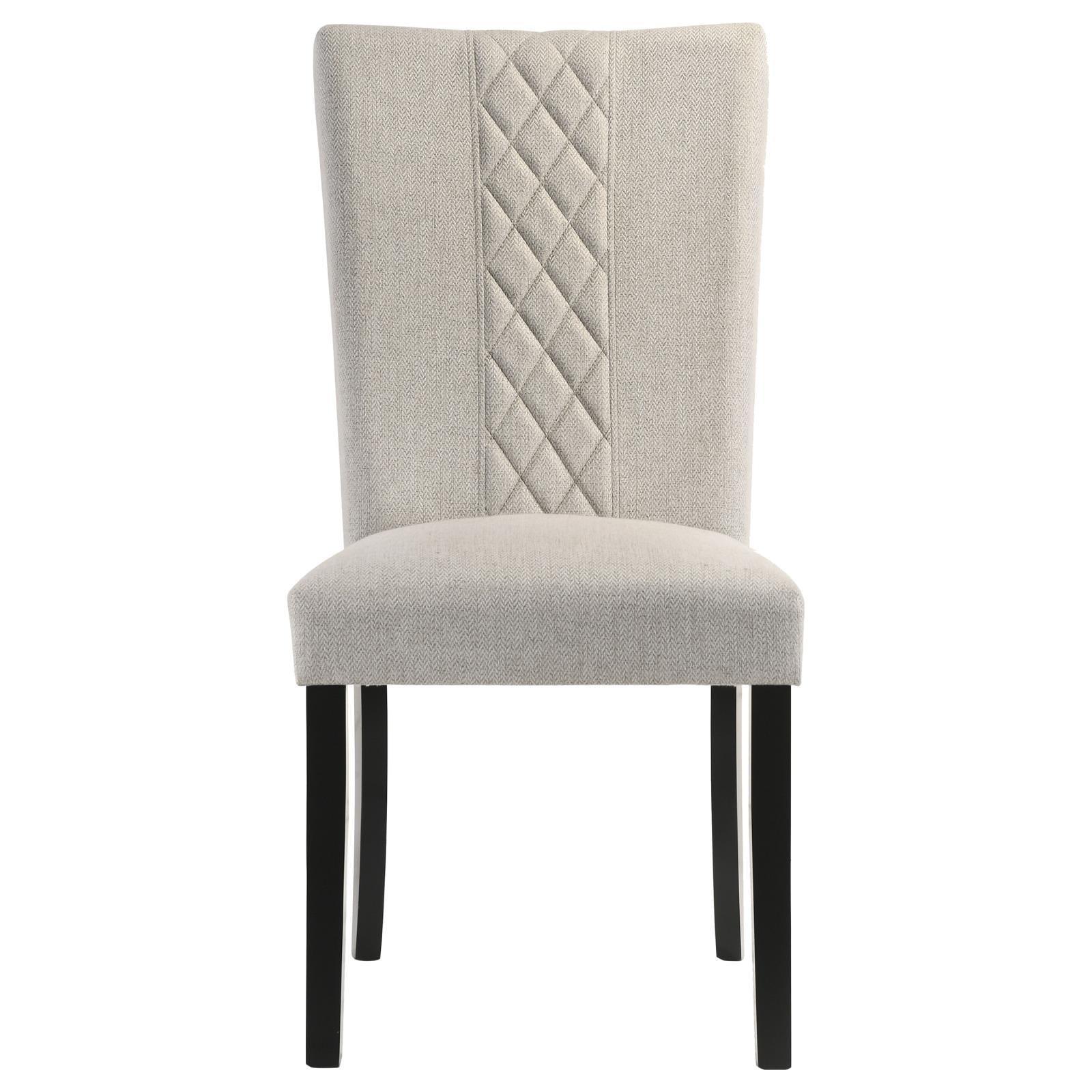 Malia Upholstered Solid Back Dining Side Chair Beige And Black (Set Of 2) 122342 - Ella Furniture