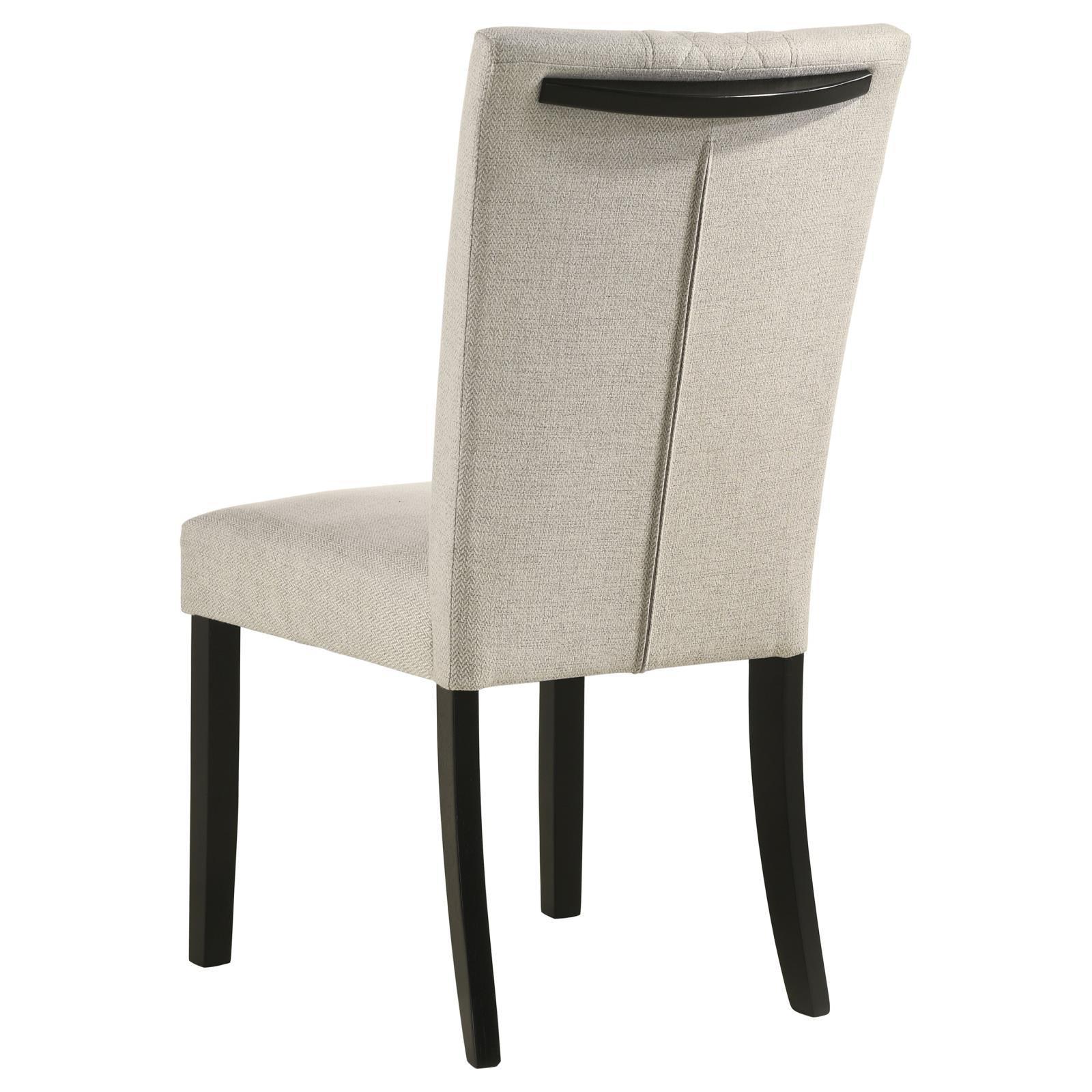 Malia Upholstered Solid Back Dining Side Chair Beige And Black (Set Of 2) 122342 - Ella Furniture