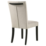 Malia Upholstered Solid Back Dining Side Chair Beige And Black (Set Of 2) 122342 - Ella Furniture