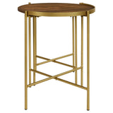 Malka 2-Piece Round Nesting Table Dark Brown And Gold 936168 - Ella Furniture