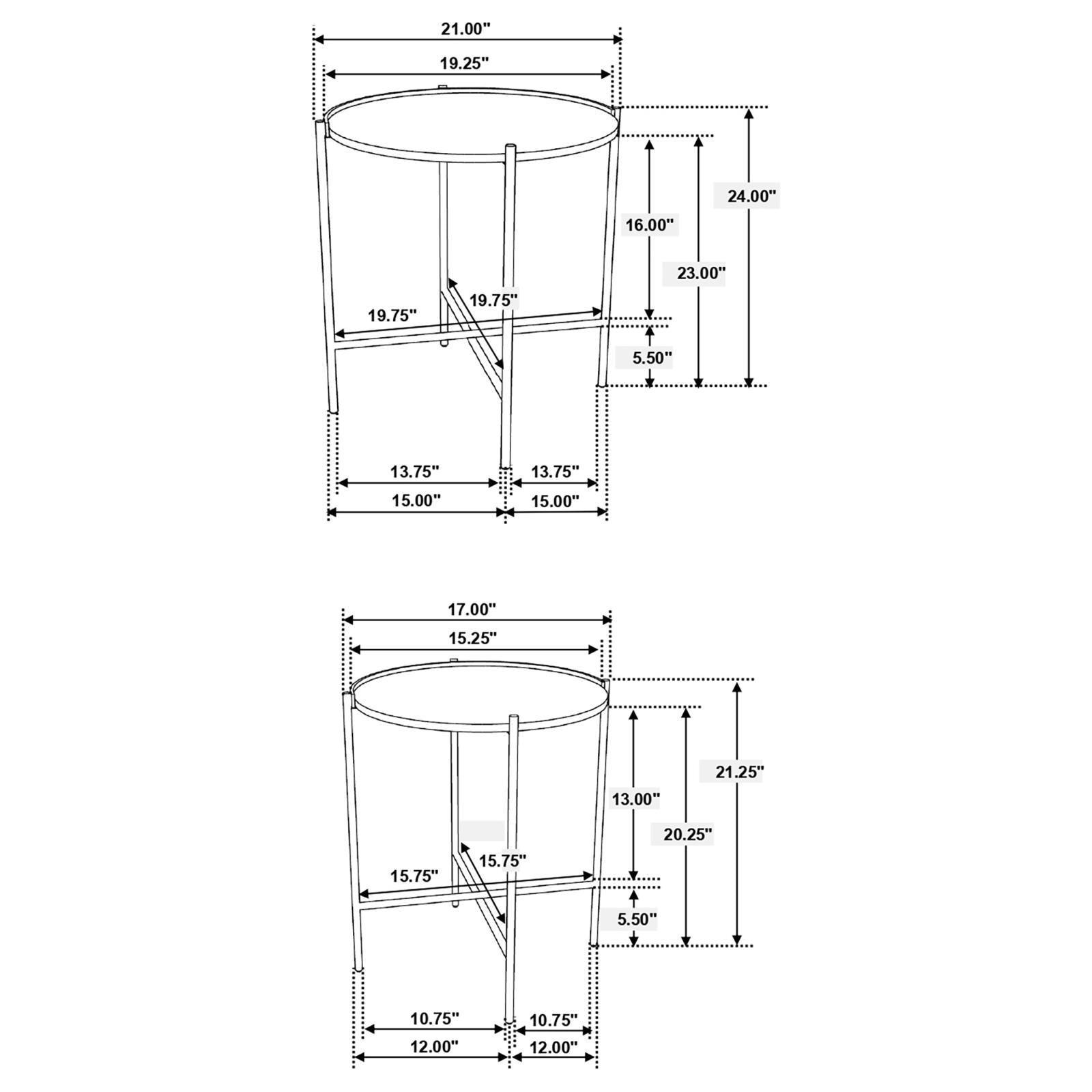 Malka 2-Piece Round Nesting Table Dark Brown And Gold 936168 - Ella Furniture