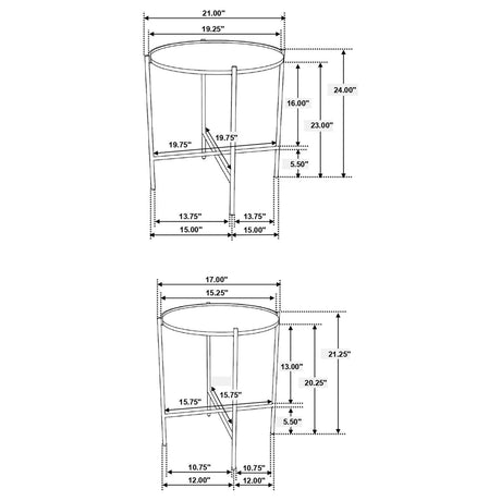 Malka 2-Piece Round Nesting Table Dark Brown And Gold 936168 - Ella Furniture
