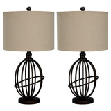 Manasa Dark Brown 2-Piece Table Lamp Set - Ella Furniture