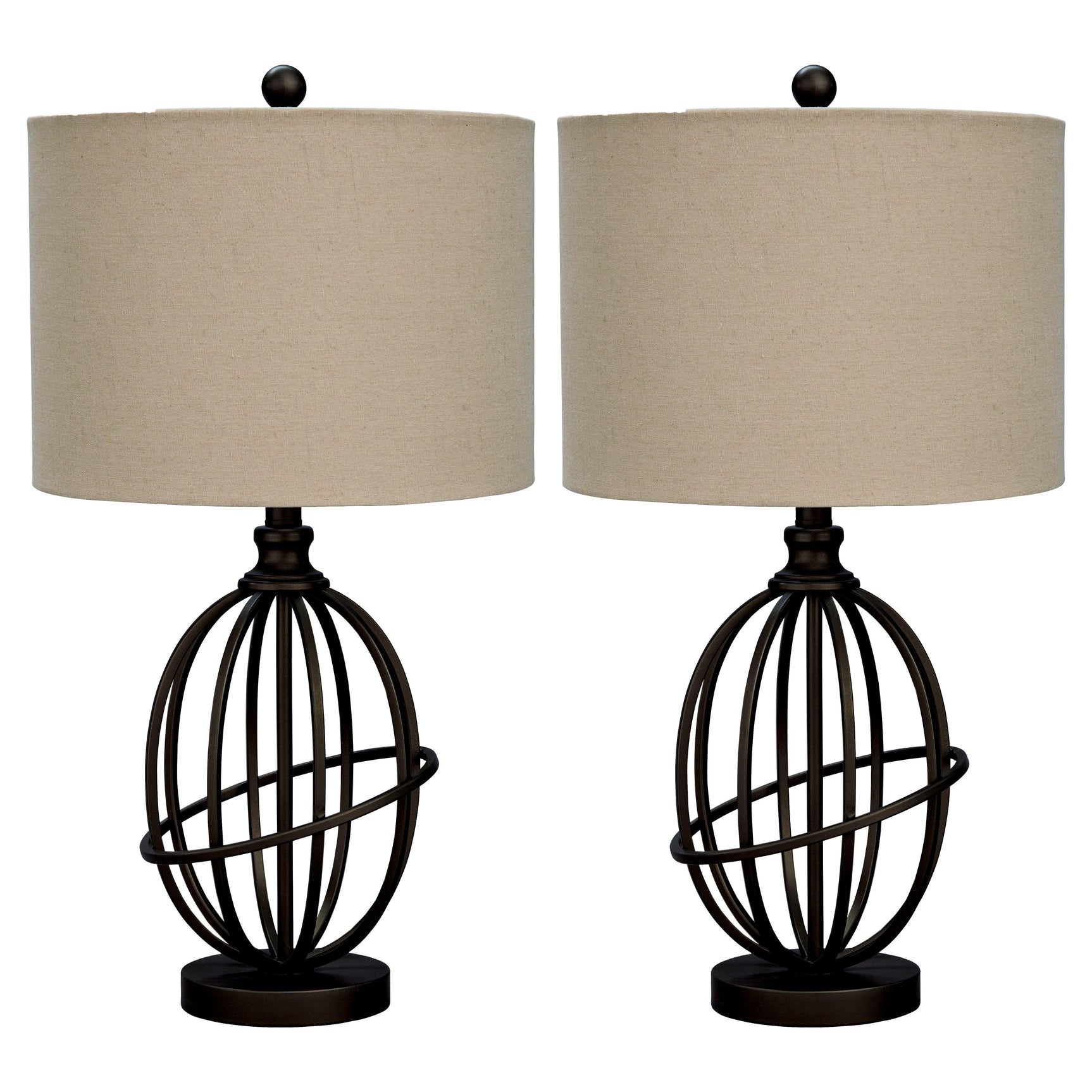 Manasa Dark Brown 2-Piece Table Lamp Set - Ella Furniture