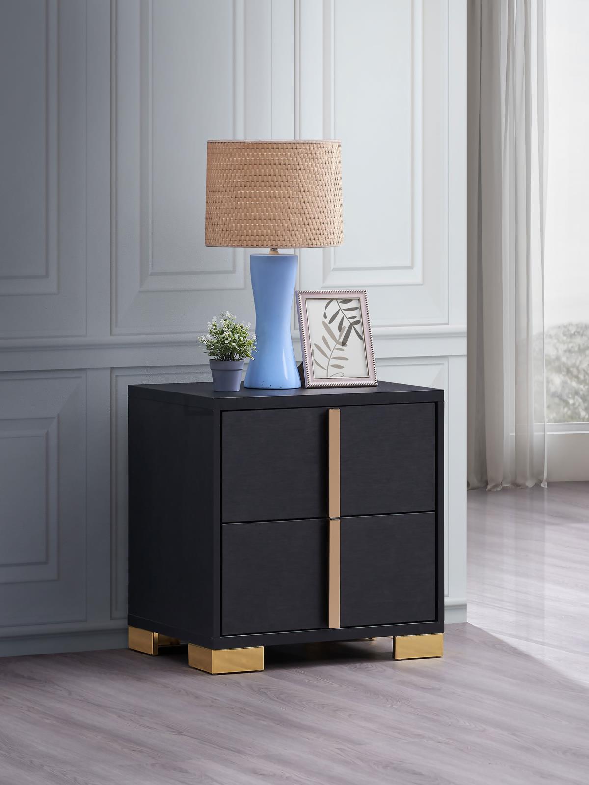 Marceline 2-Drawer Nightstand Black 222832 - Ella Furniture