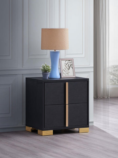 Marceline 2-Drawer Nightstand Black 222832 - Ella Furniture
