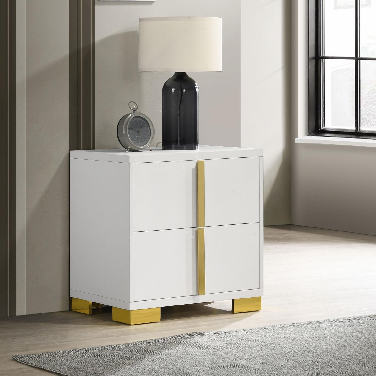 Marceline 2-Drawer Nightstand White 222932 - Ella Furniture