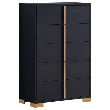 Marceline 5-Drawer Chest Black 222835 - Ella Furniture