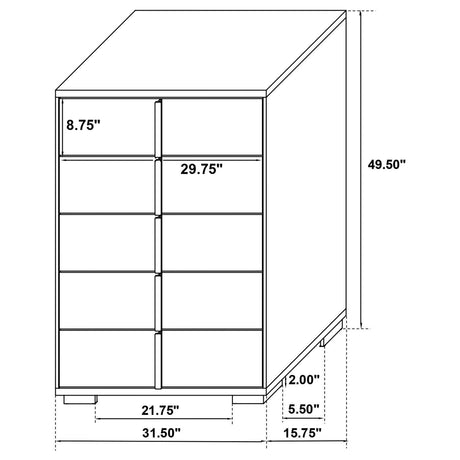 Marceline 5-Drawer Chest Black 222835 - Ella Furniture