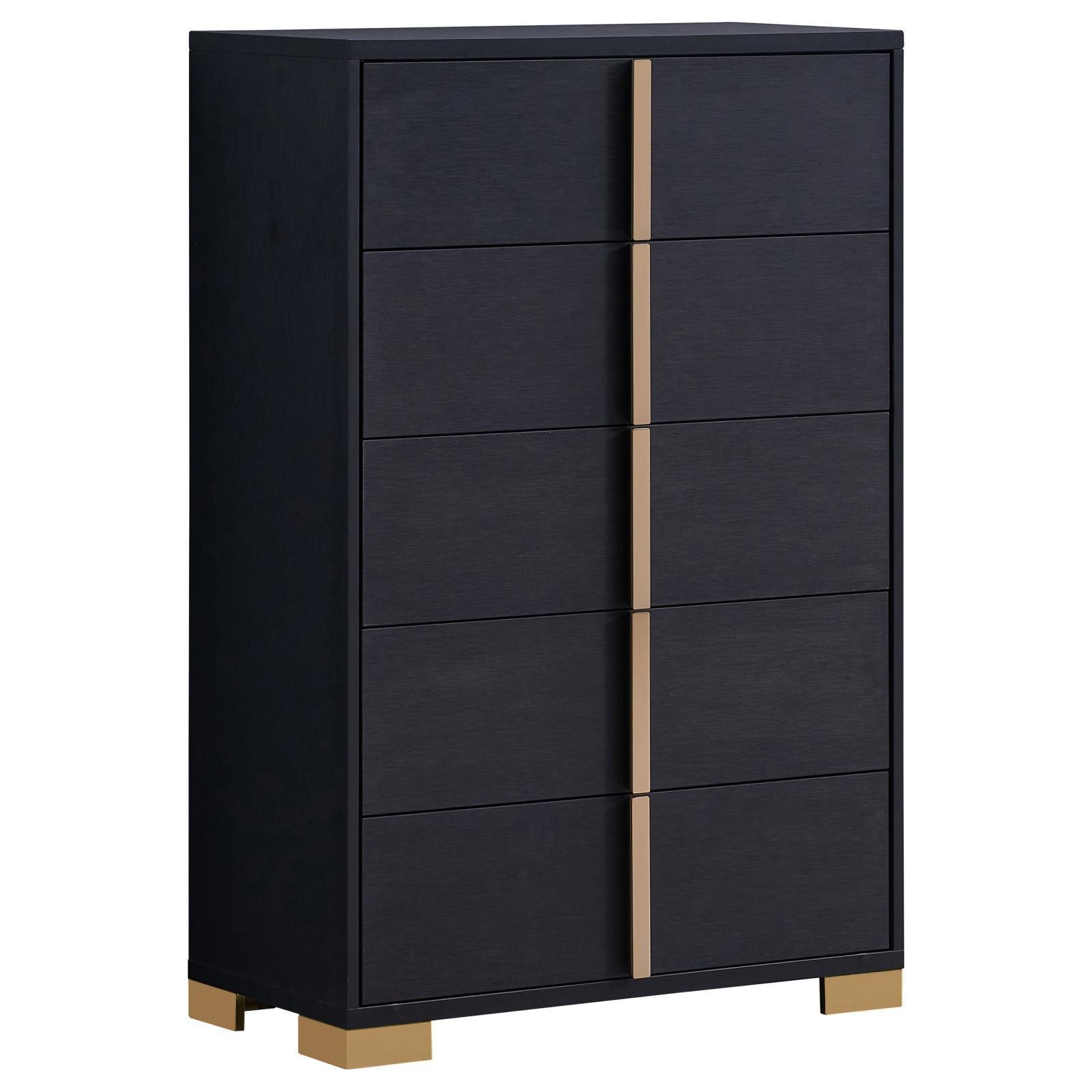 Marceline 5-Drawer Chest Black 222835 - Ella Furniture