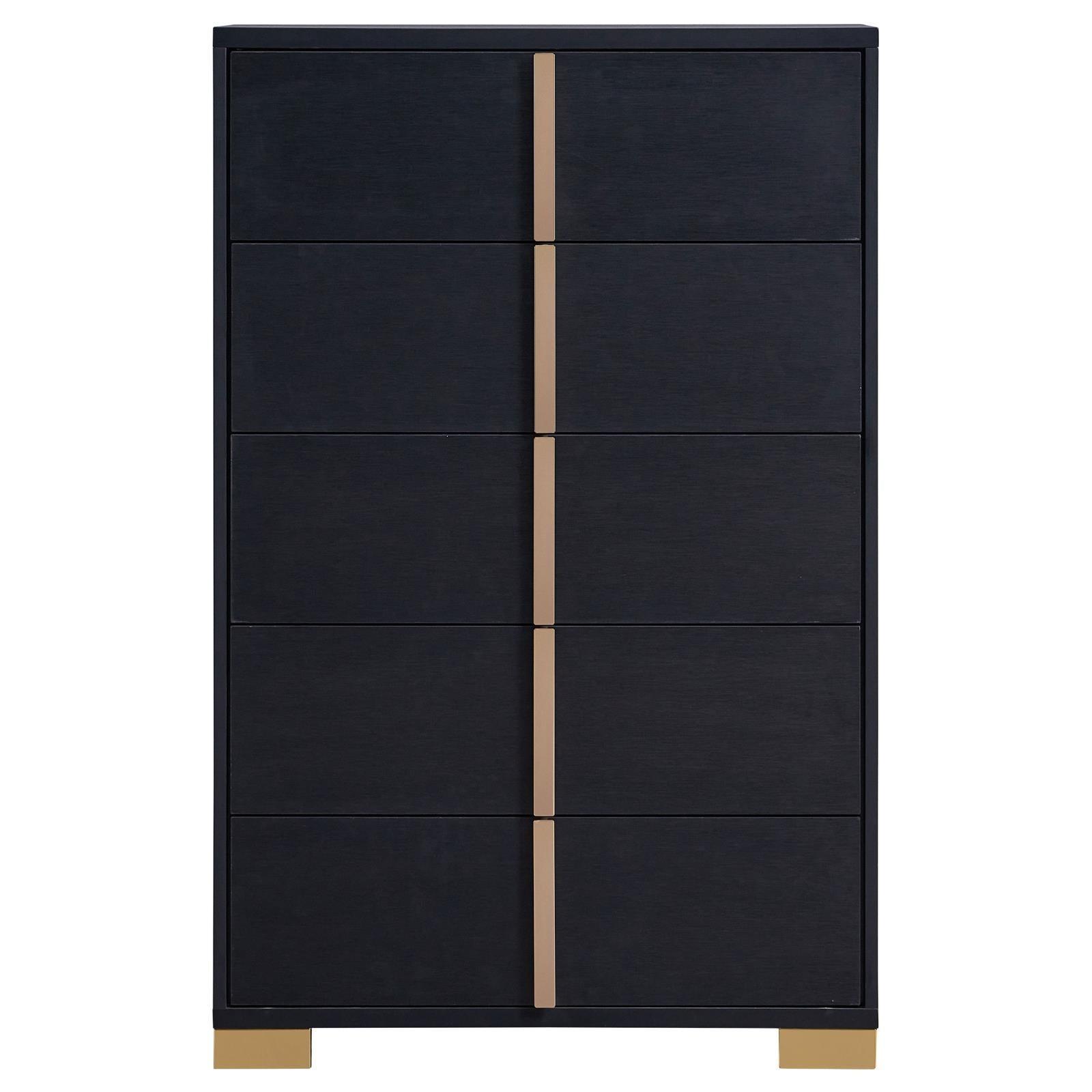 Marceline 5-Drawer Chest Black 222835 - Ella Furniture