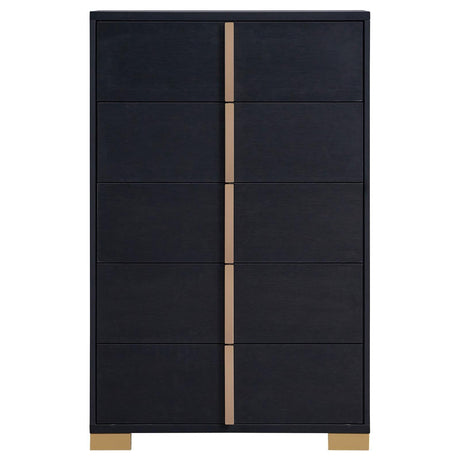 Marceline 5-Drawer Chest Black 222835 - Ella Furniture