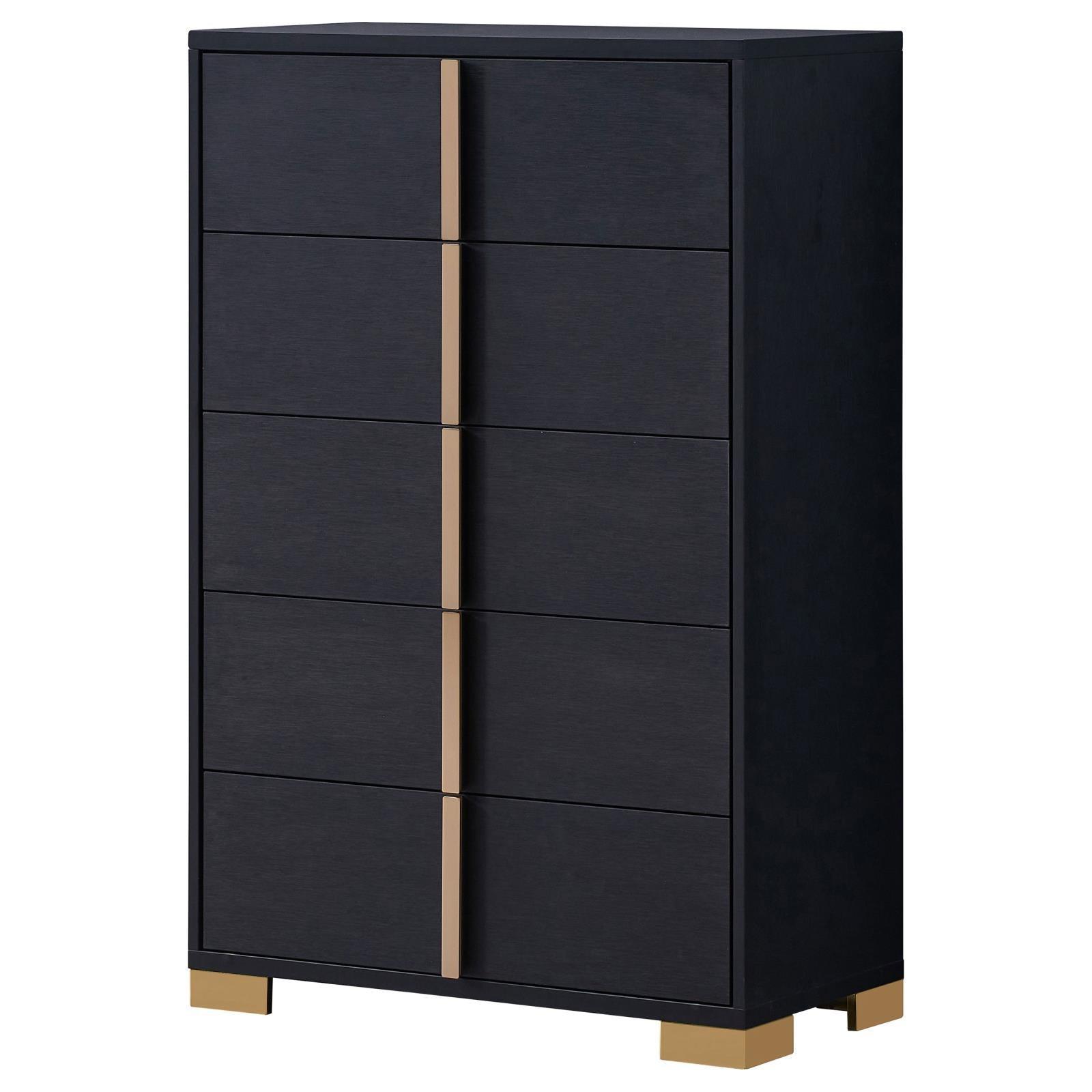 Marceline 5-Drawer Chest Black 222835 - Ella Furniture