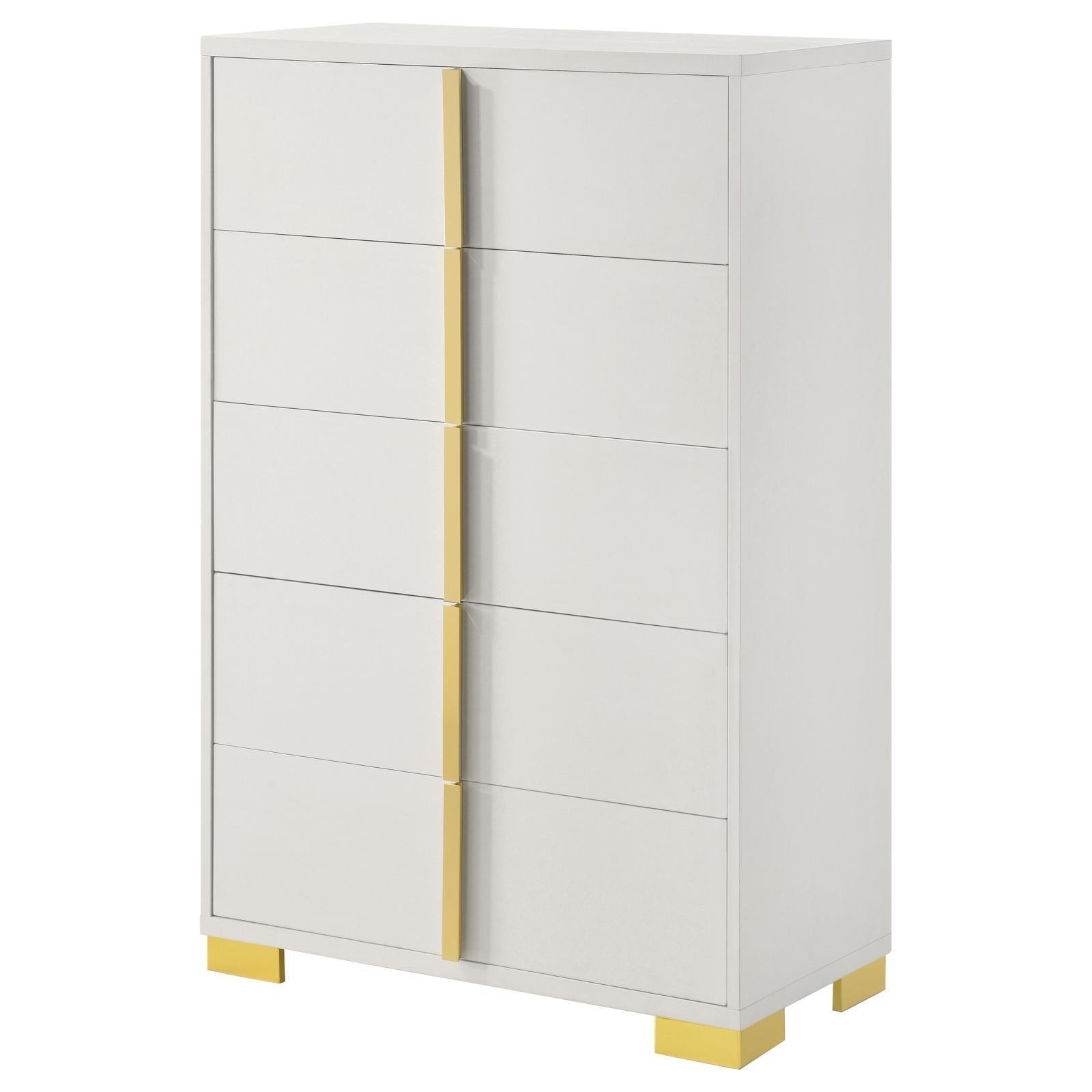 Marceline 5-Drawer Chest White 222935 - Ella Furniture