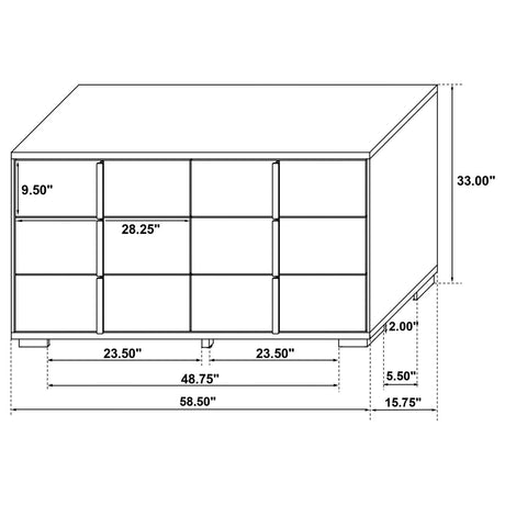 Marceline 6-Drawer Dresser White 222933 - Ella Furniture