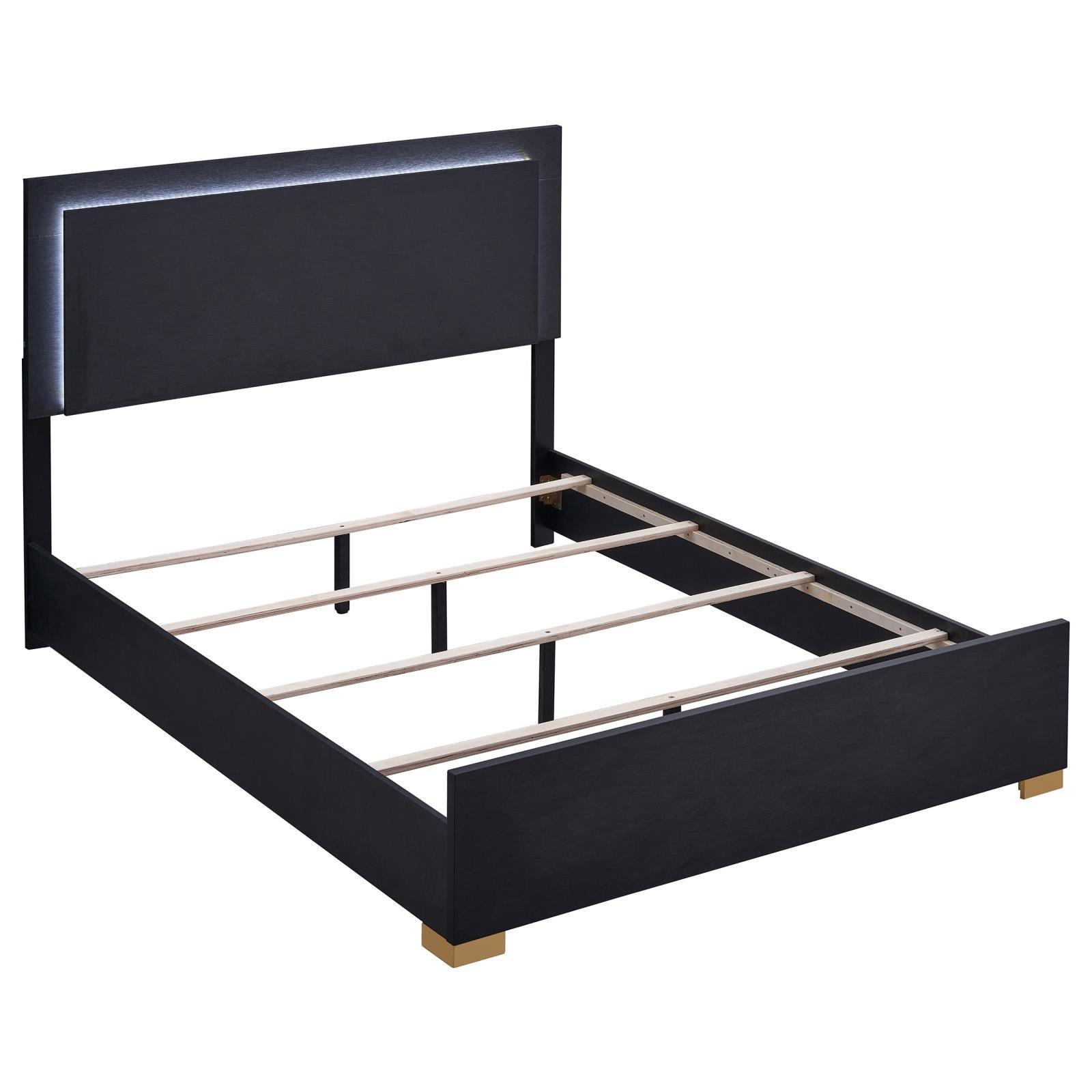 Marceline Eastern King Bed With LED Headboard Black 222831Ke - Ella Furniture