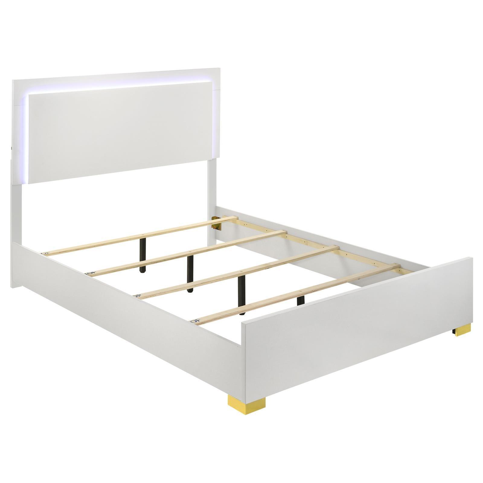 Marceline Eastern King Bed With LED Headboard White 222931Ke - Ella Furniture