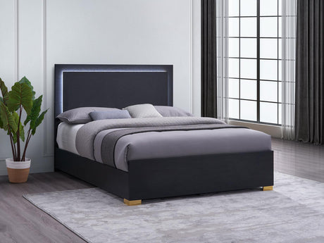 Marceline Full Bed With LED Headboard Black 222831F - Ella Furniture