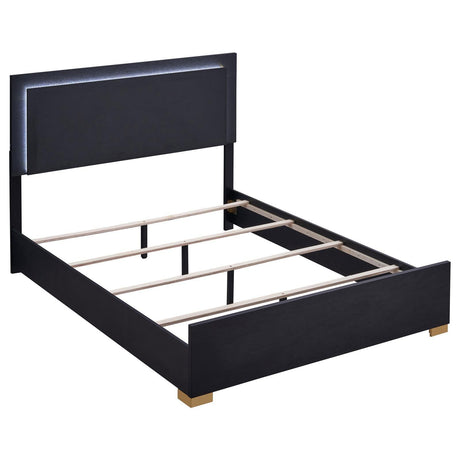 Marceline Queen Bed With LED Headboard Black 222831Q - Ella Furniture