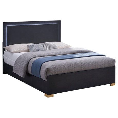 Marceline Queen Bed With LED Headboard Black 222831Q - Ella Furniture