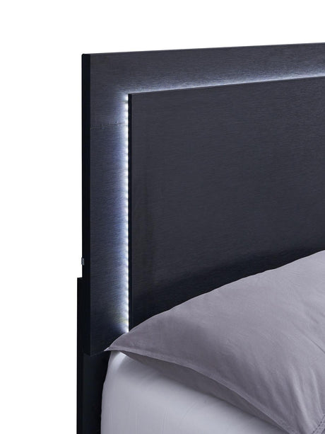 Marceline Queen Bed With LED Headboard Black 222831Q - Ella Furniture