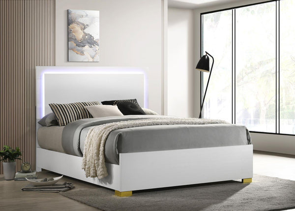 Marceline Queen Bed With LED Headboard White 222931Q - Ella Furniture