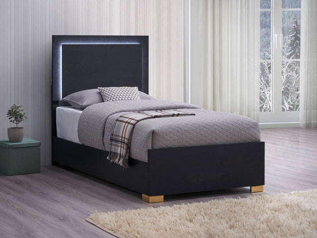 Marceline Twin Bed With LED Headboard Black 222831T - Ella Furniture