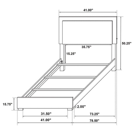 Marceline Twin Bed With LED Headboard Black 222831T - Ella Furniture