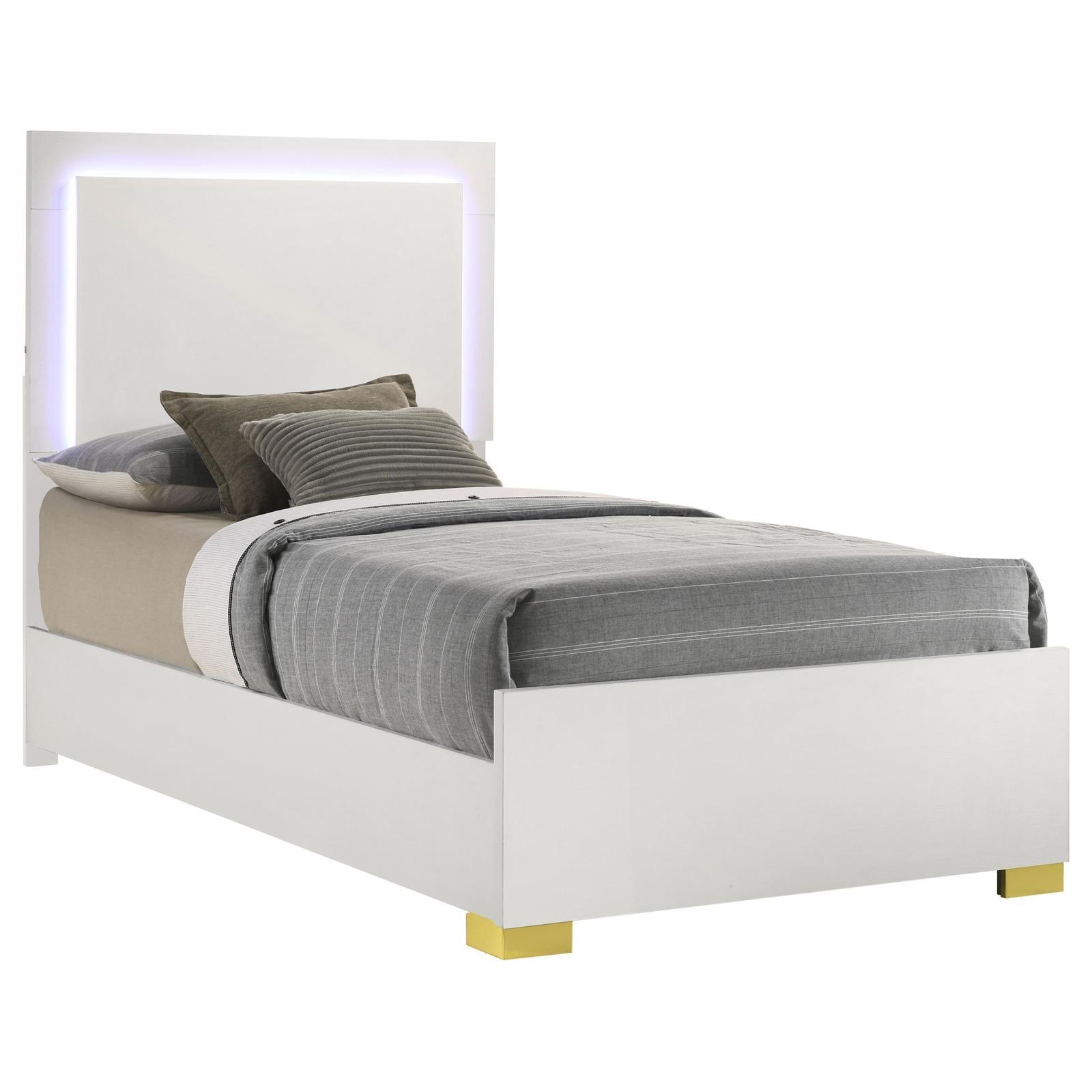 Marceline Twin Bed With LED Headboard White 222931T [ETA: 4/1/2024] - Ella Furniture