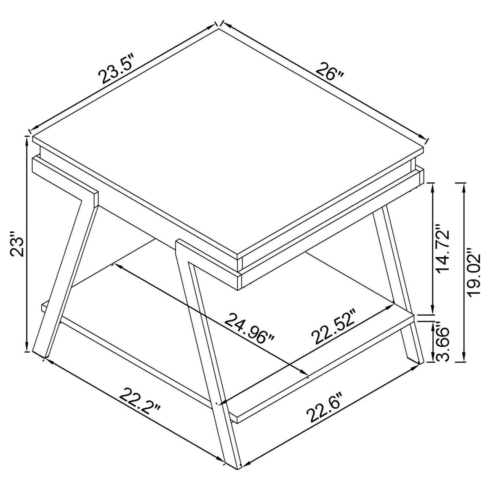 Marcia Wood Rectangular End Table White High Gloss And Chrome 708157 - Ella Furniture