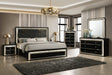 Marco Bold Black Bedroom Set with Marble-Inspired Headboard and LED Crystal Accents from Ella Furniture