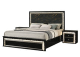 Marco Bold Black Bedroom Set with Marble-Inspired Headboard and LED Crystal Accents view 3