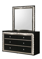 Marco Bold Black Bedroom Set with Marble-Inspired Headboard and LED Crystal Accents view 4