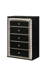Marco Bold Black Bedroom Set with Marble-Inspired Headboard and LED Crystal Accents view 5