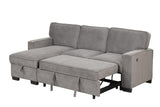 Marcos Grey Sectional Sofa with Pull-Out Bed and Storage Chaise