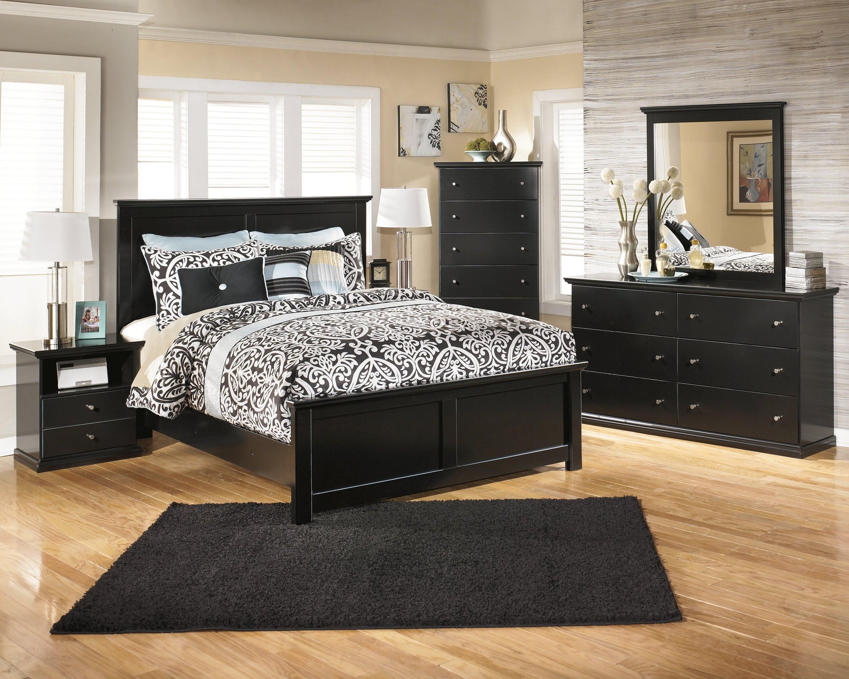 Maribel Black Panel Bedroom Set - Ella Furniture