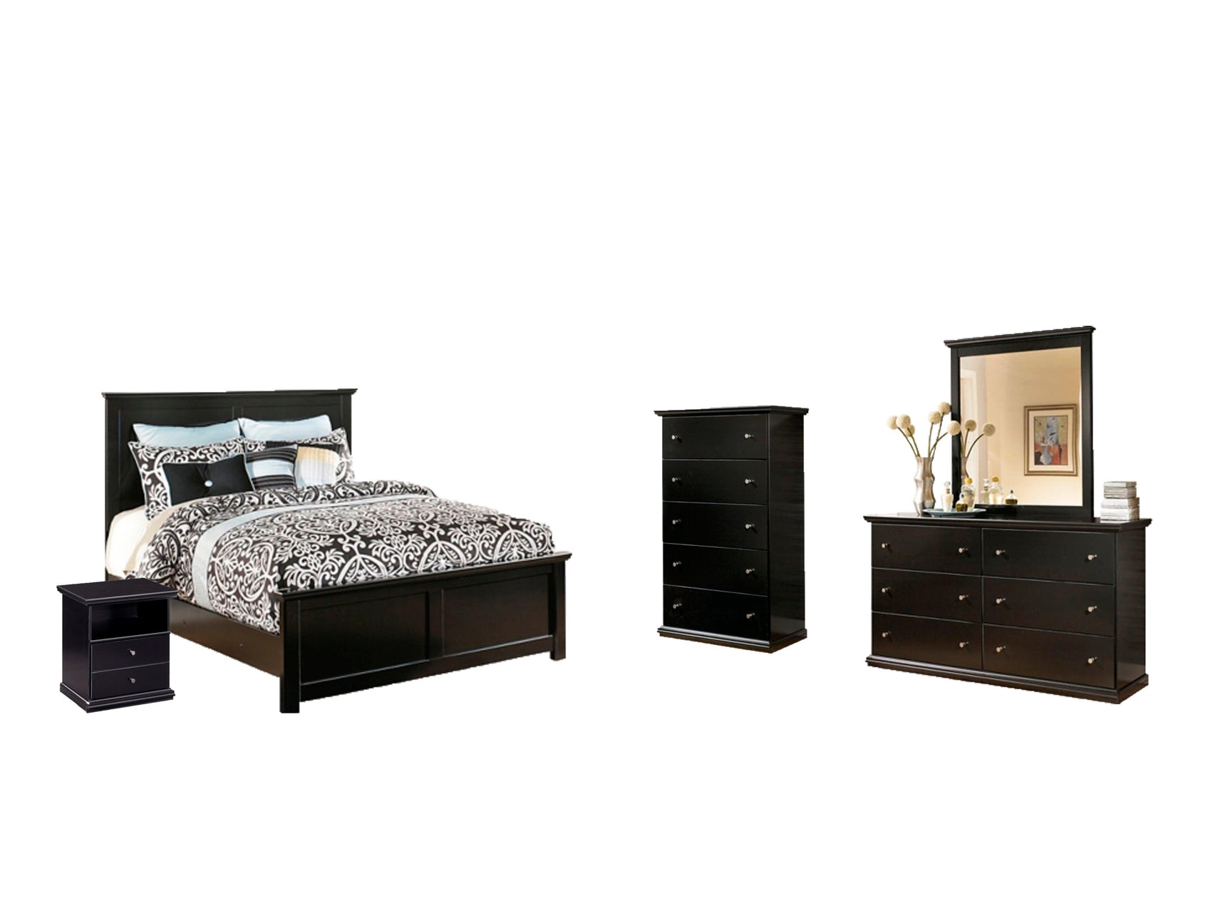 Maribel Black Panel Bedroom Set - Ella Furniture