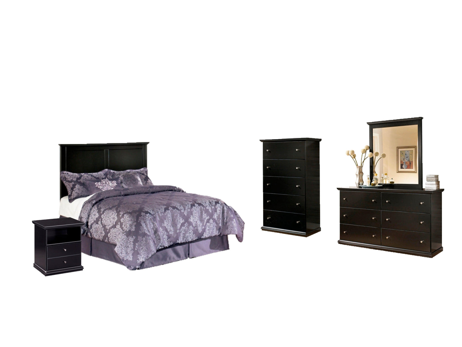 Maribel Black Panel Headboard Bedroom Set - Ella Furniture