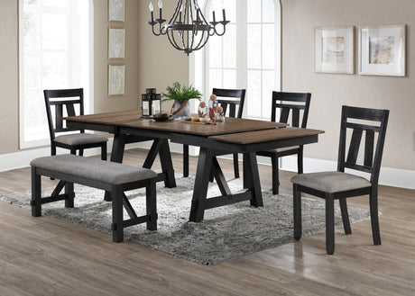 Maribelle Wheat Charcoal Modern Solid Wood And Veneers Fabric Upholstered Dining Room Set - Ella Furniture